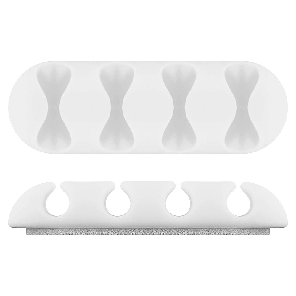 3x 2pc Goobay 4 Slots Adhesive Cable 6.4cm Organiser - White