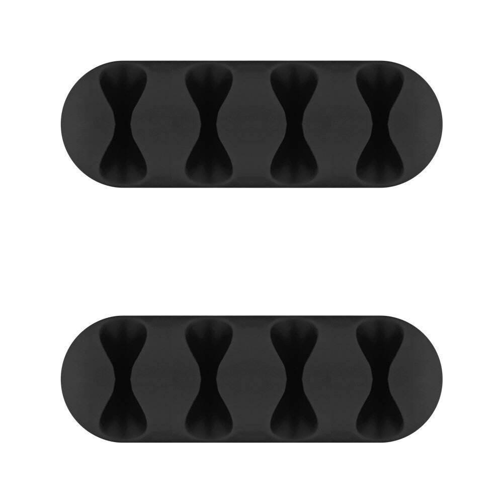 3x 2pc Goobay 4 Slots Adhesive Cable 6.4cm Organiser - Black