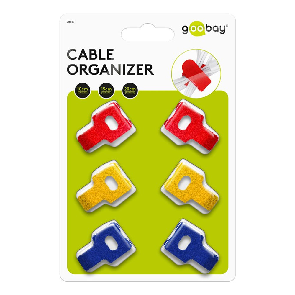 3x 6pc Goobay Hook & Loop Fastener Cable Management Organisers