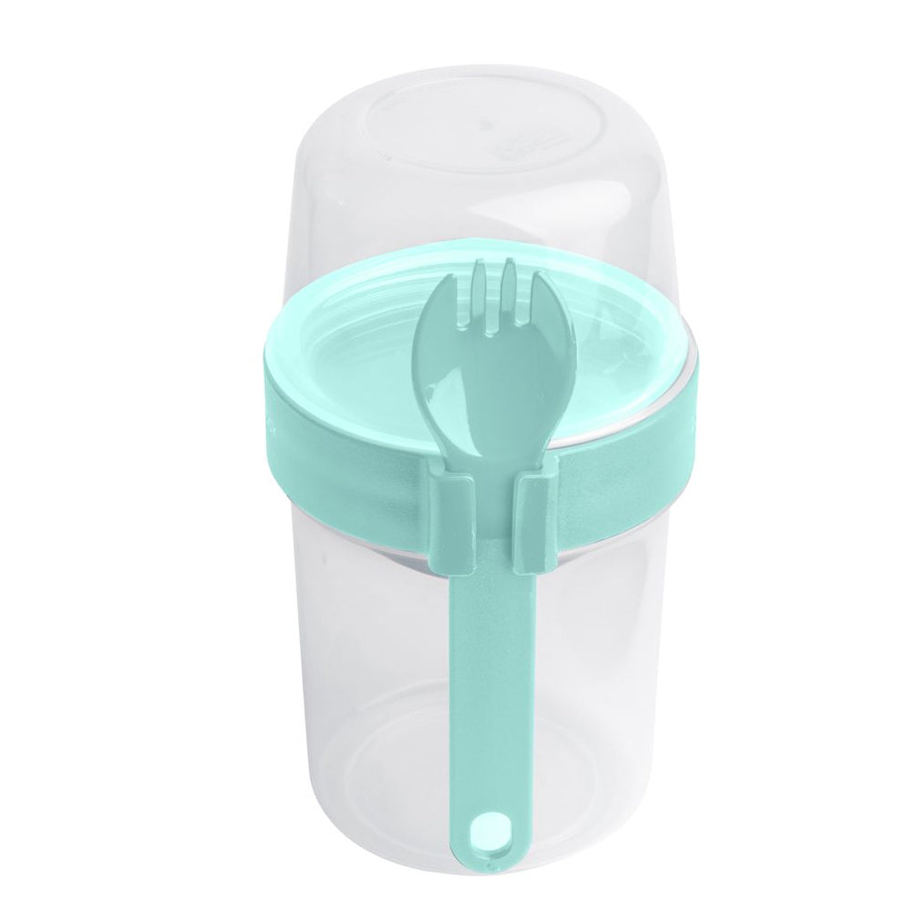 3PK LocknLock To-Go 2-Way Food Container w/ Fork 17.6cm - Aqua