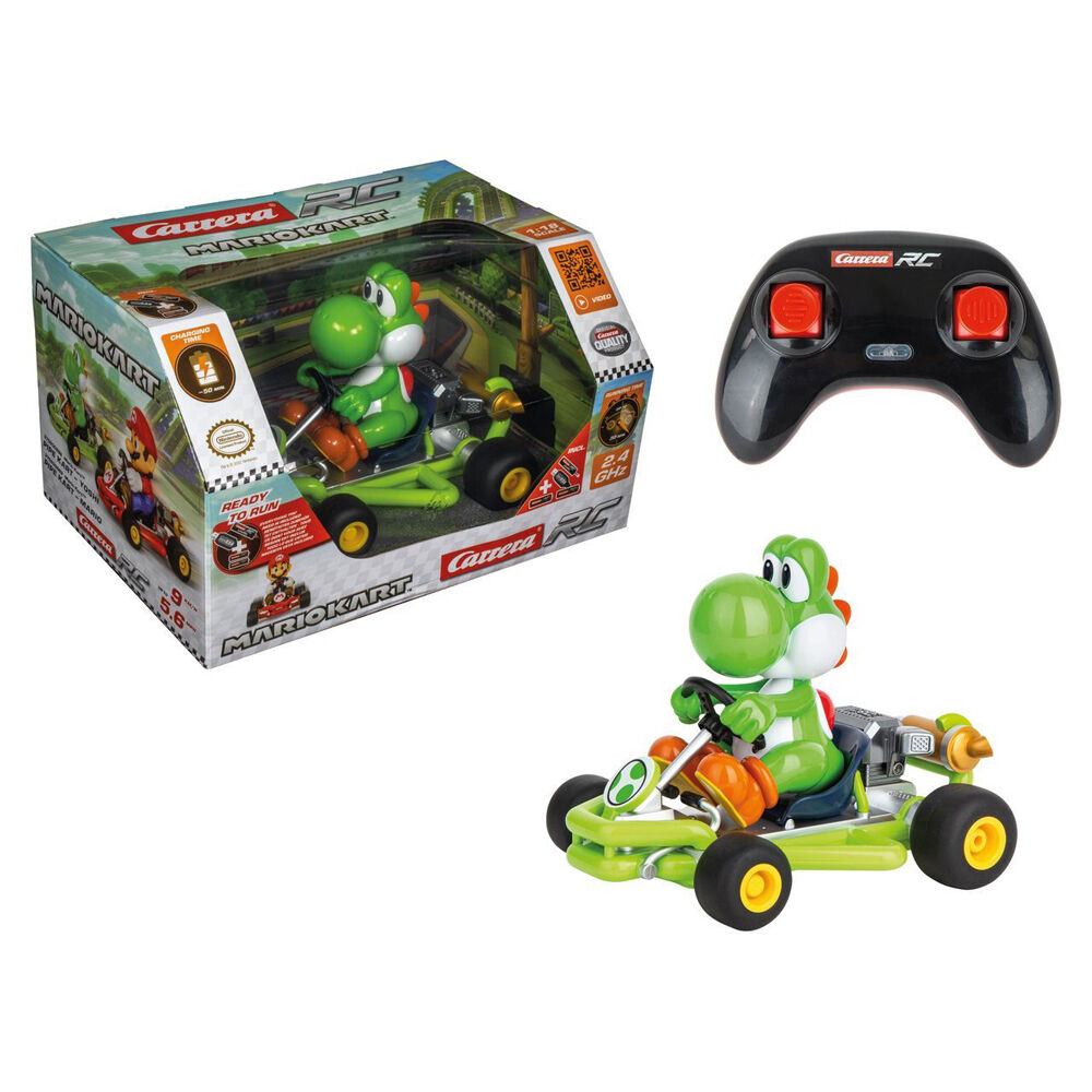 Carrera Mario-Kart Pipe Kart - 2.4 GHz & USB Remote Control Kids Toy 1:18 Yoshi