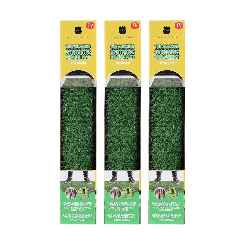3PK Boxsweden The Amazing Synthetic Grass Mat 75x45cm Easy To Clean Versatile