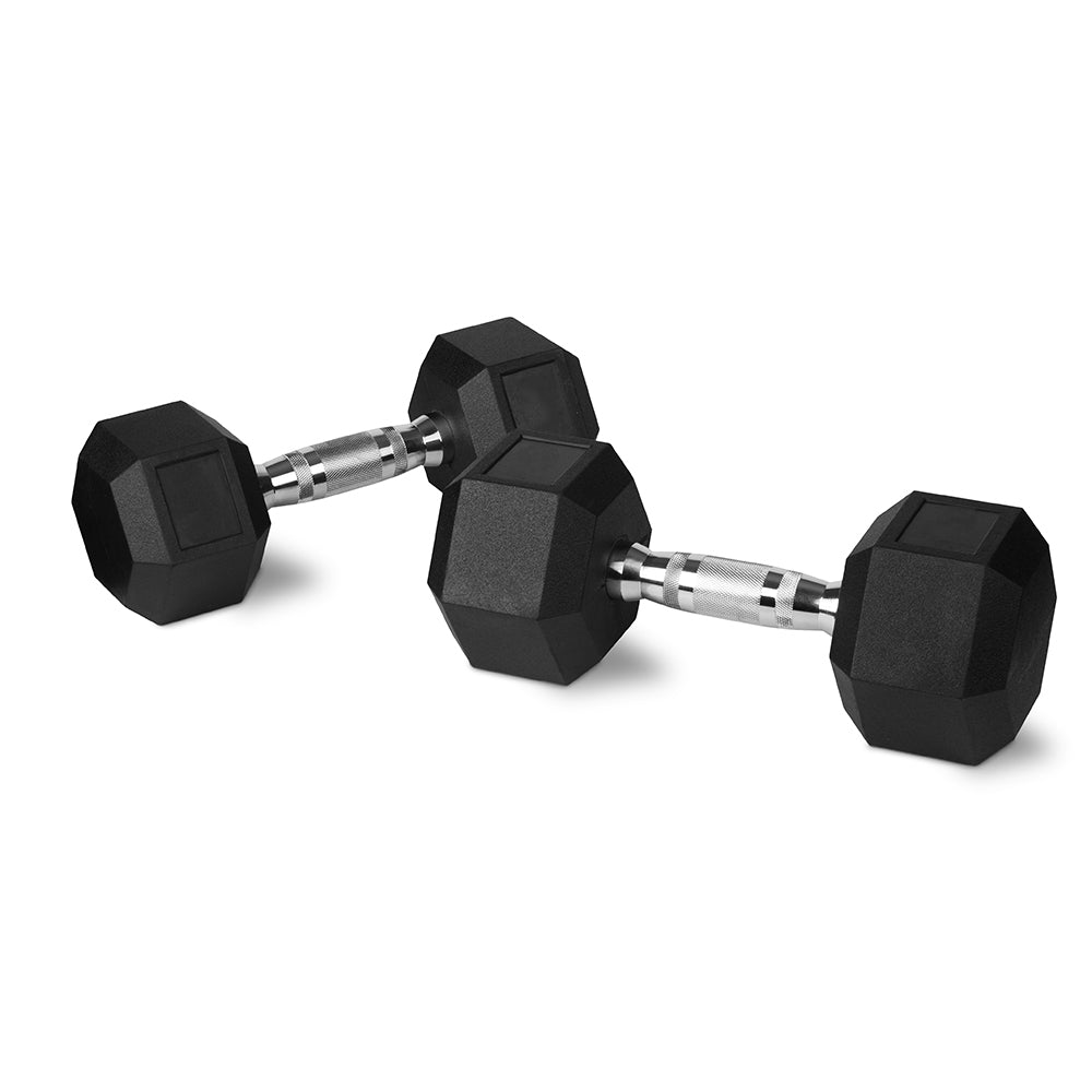 2PK Rubber Hex Dumbbell 4kg Chromed Grip Home Gym Workout Set