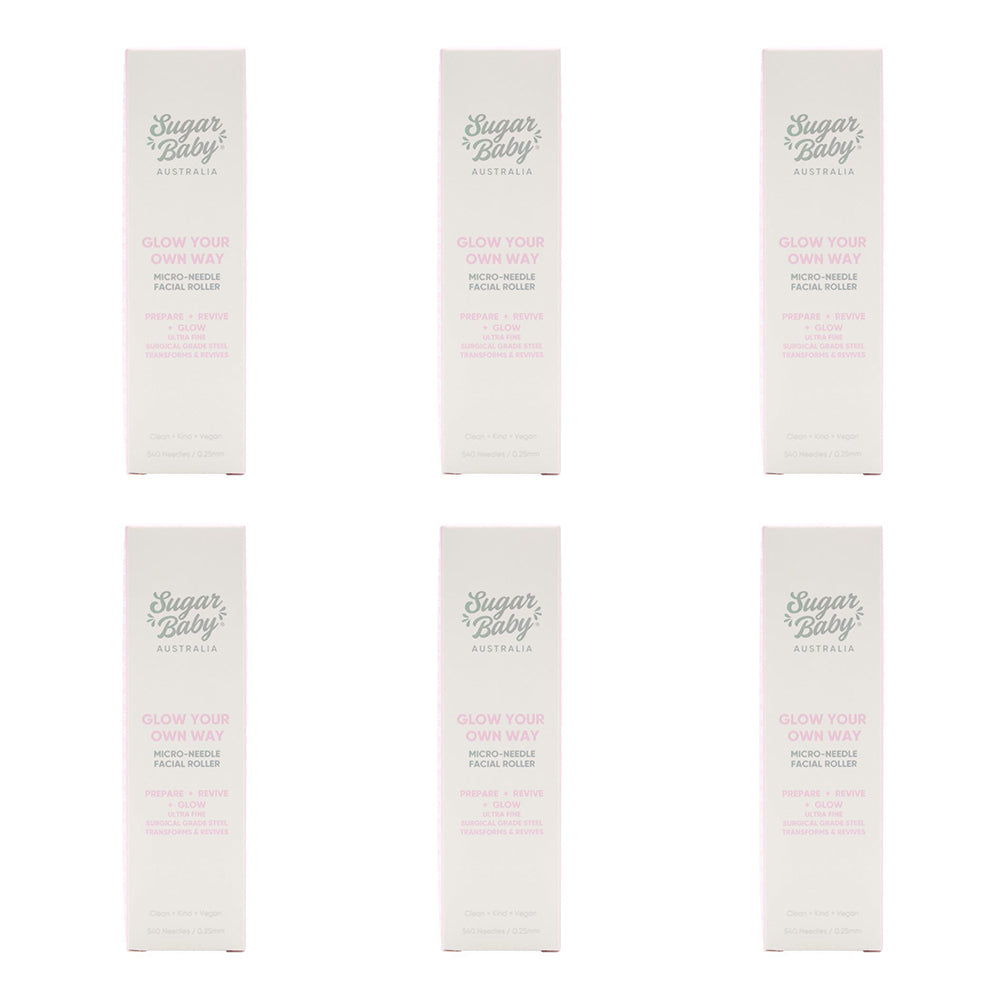 6PK Sugar Baby Glow Your Own Way Micro Needle Facial Roller Silver