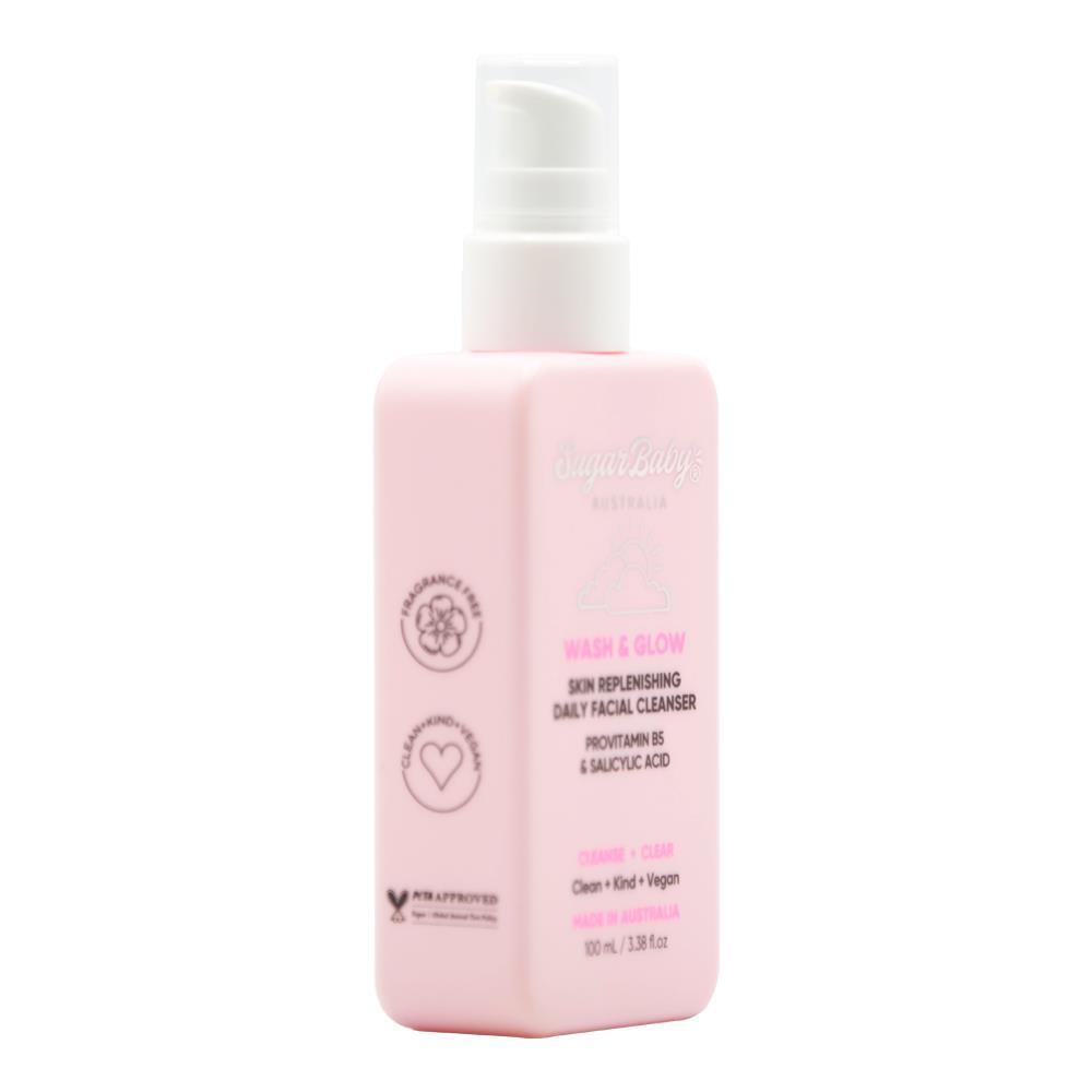 6PK Sugar Baby 100ml Wash & Glow Skin Replenishing Daily Facial Cleanser