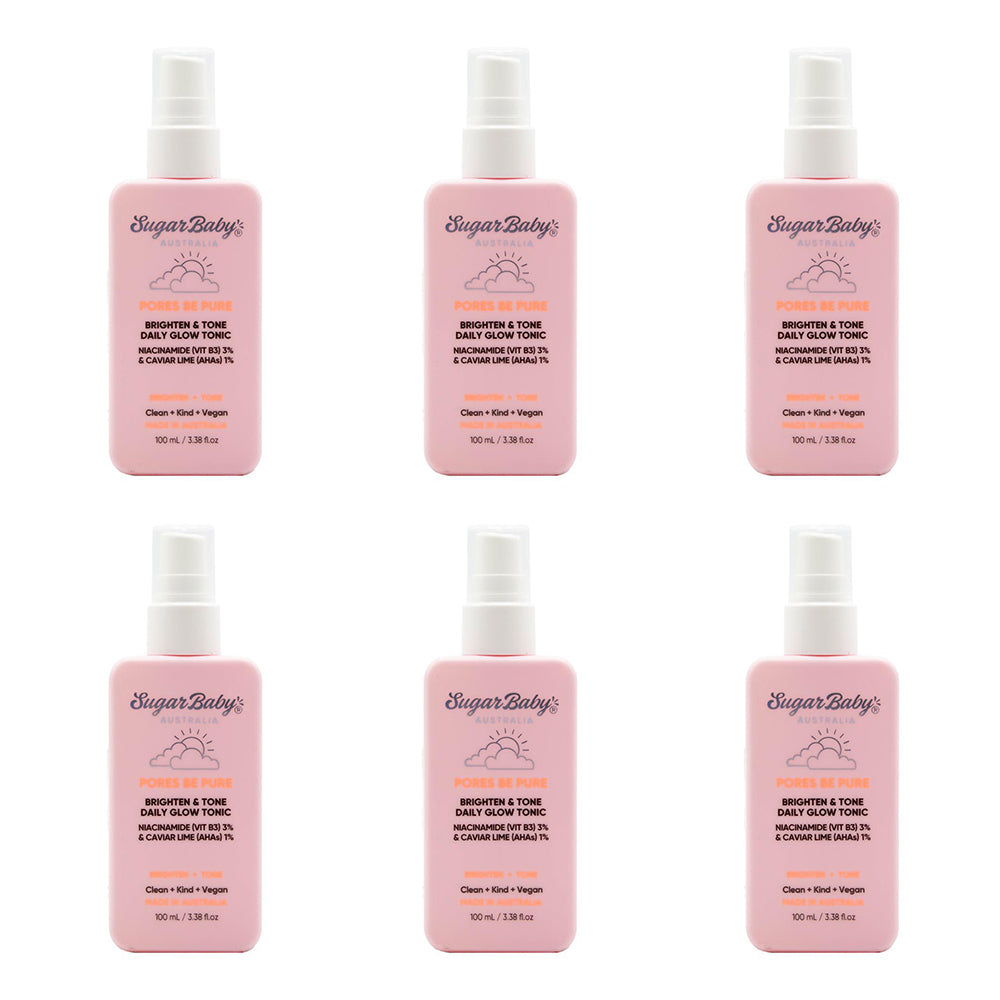 6PK Sugar Baby 100ml Pores Be Pure Brighten & Tone Daily Glow Tonic
