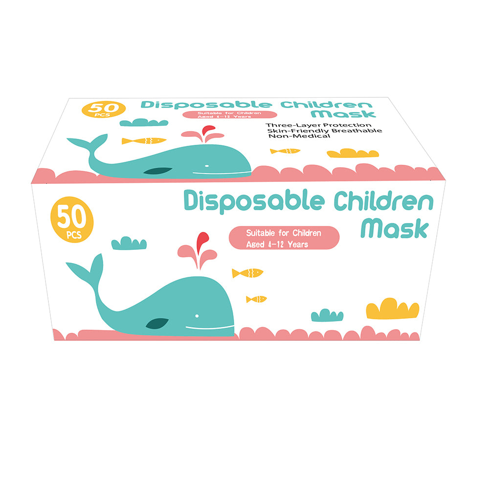 10x 50PK Kids 3-Ply Disposable Face Mask - Elastic Type 4-12y