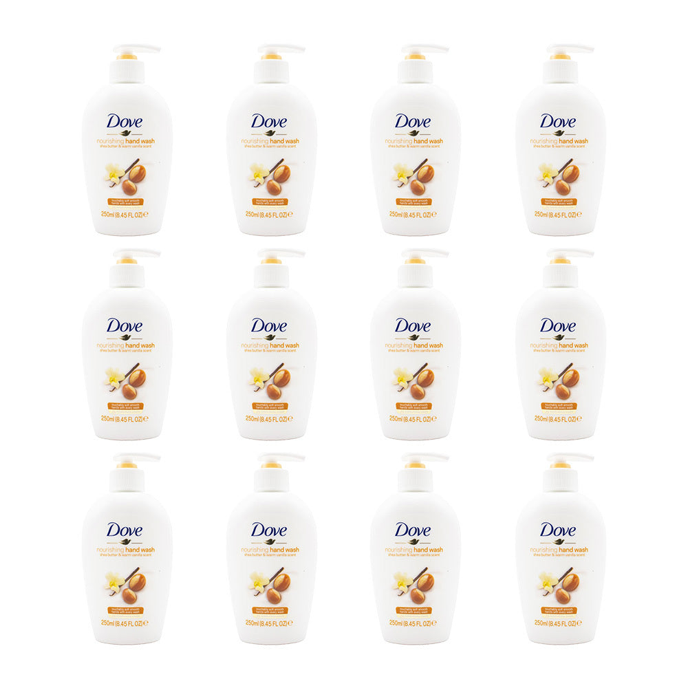 12PK Dove 250ml Nourishing Hand Wash Shea Butter & Warm Vanilla Scent