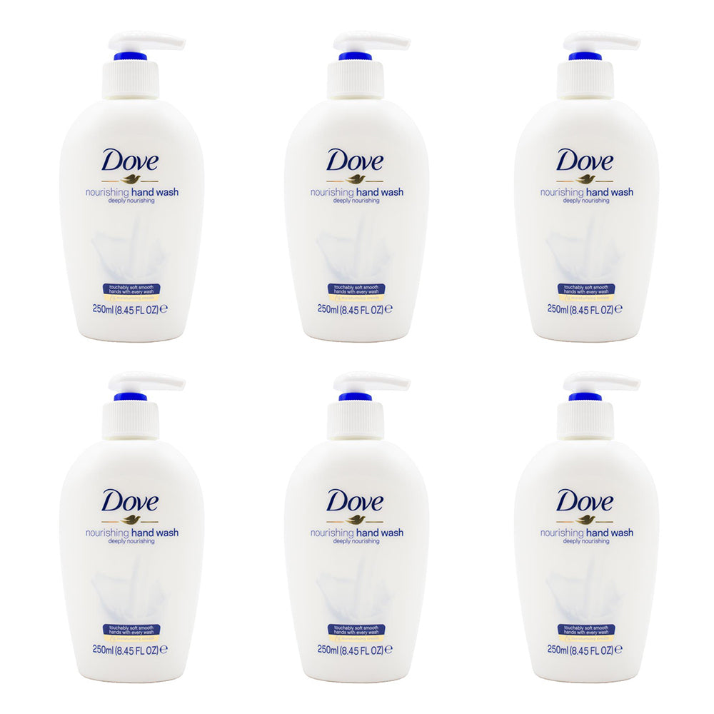 6PK Dove 250ml Deeply Nourishing Liquid Hand Wash Soap for Soft Skin