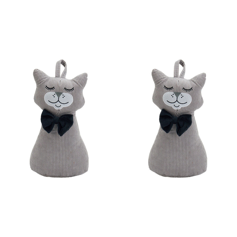 2PK Annabel Trends Animal Doorstop 30x15cm Home Decor Happy Cat - Grey