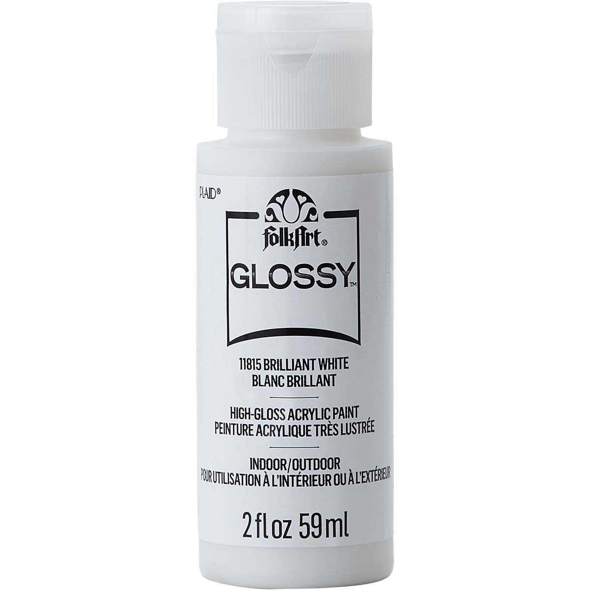 3PK Plaid FolkArt 59ml Glossy Art Acrylic Paint - Brilliant White