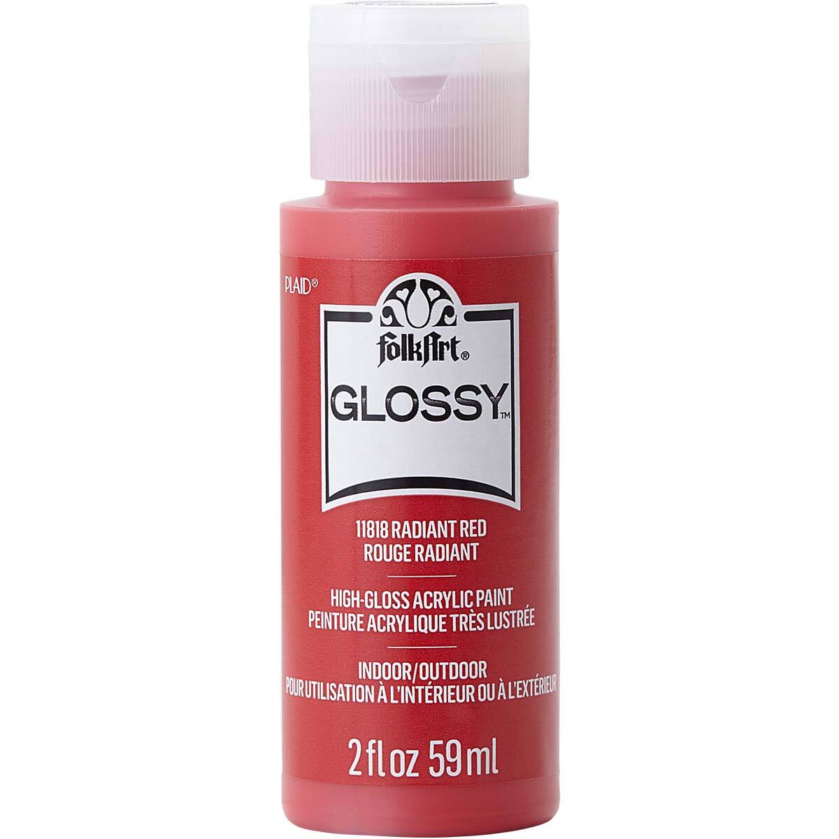 3PK Plaid FolkArt 59ml Glossy Art Acrylic Paint - Radiant Red