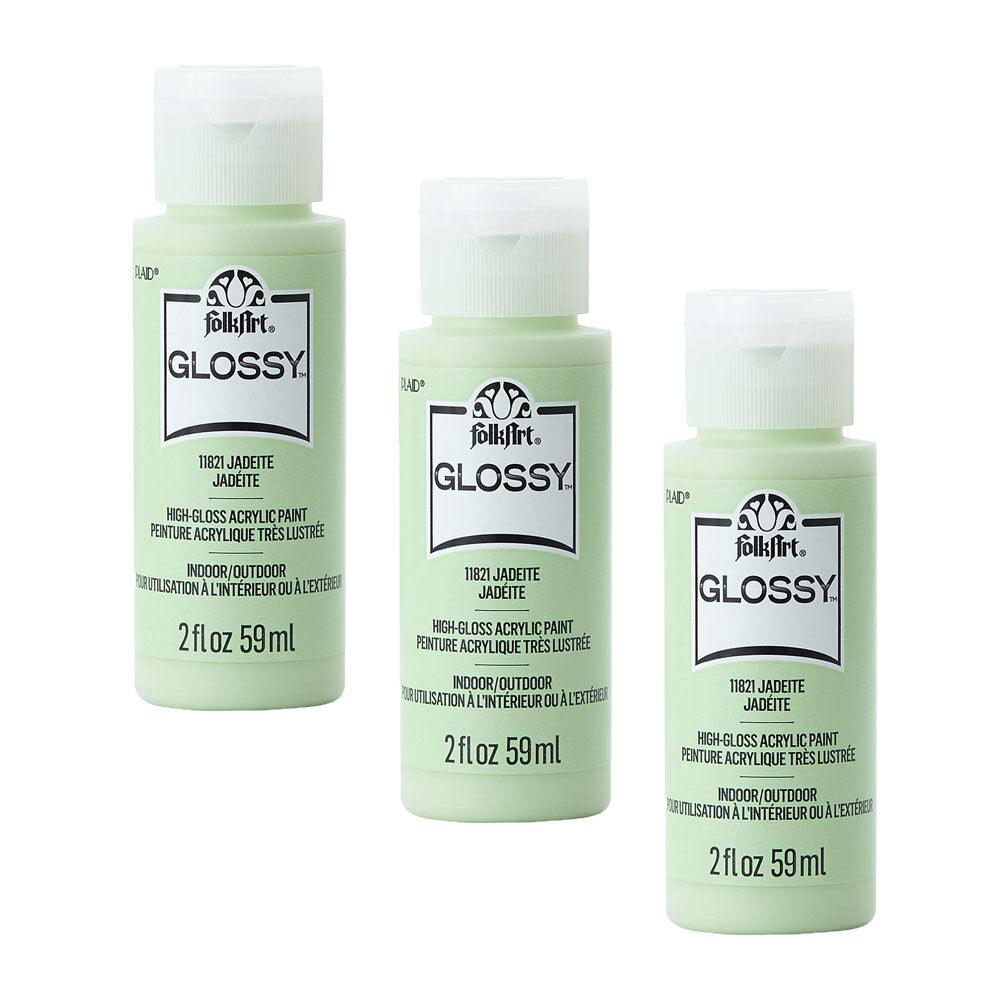 3PK Plaid FolkArt 59ml Glossy Art Acrylic Paint - Jadeite