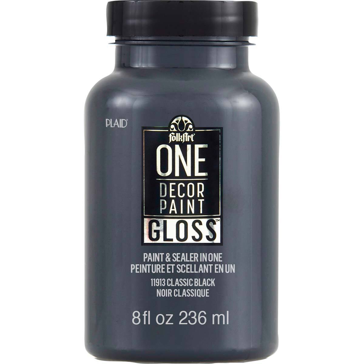 2PK Plaid FolkArt 236ml One Decor Paint Gloss - Classic Black