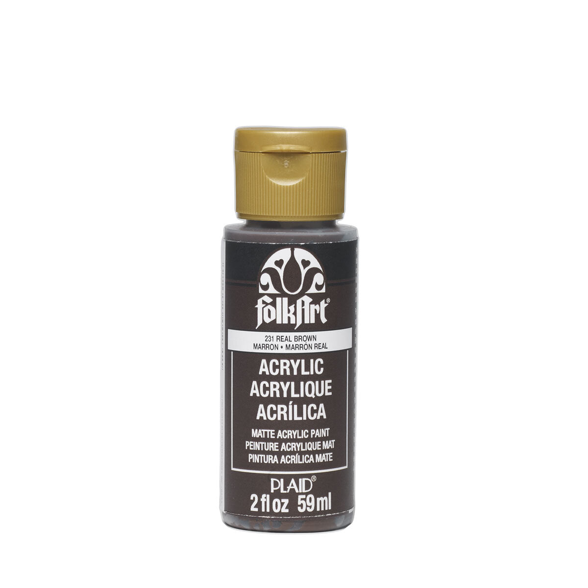 3PK Plaid FolkArt Premium 59ml Acrylic Paint Matt Finish - Real Brown