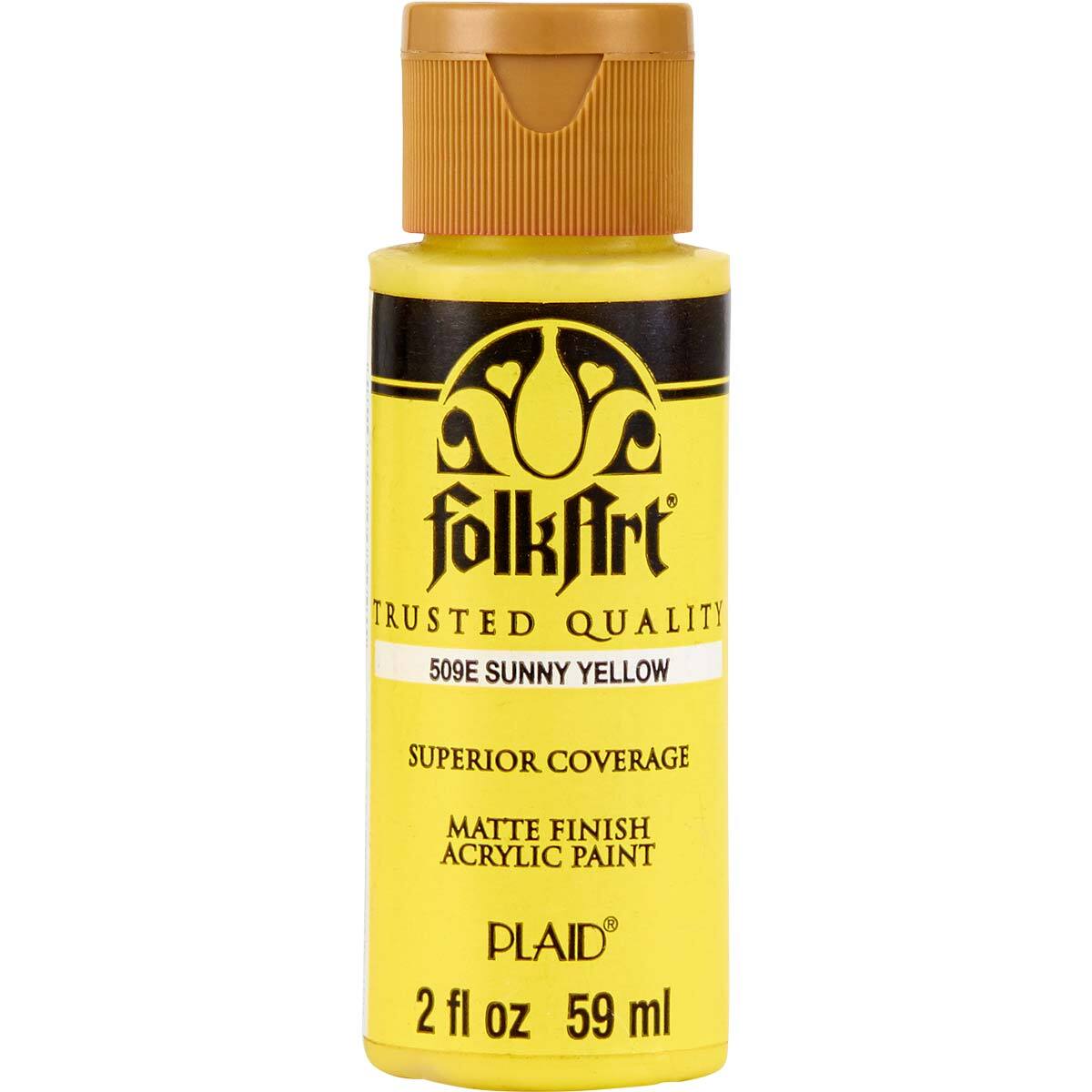 3PK Plaid FolkArt Premium 59ml Acrylic Paint Matt Finish - Sunny Yellow