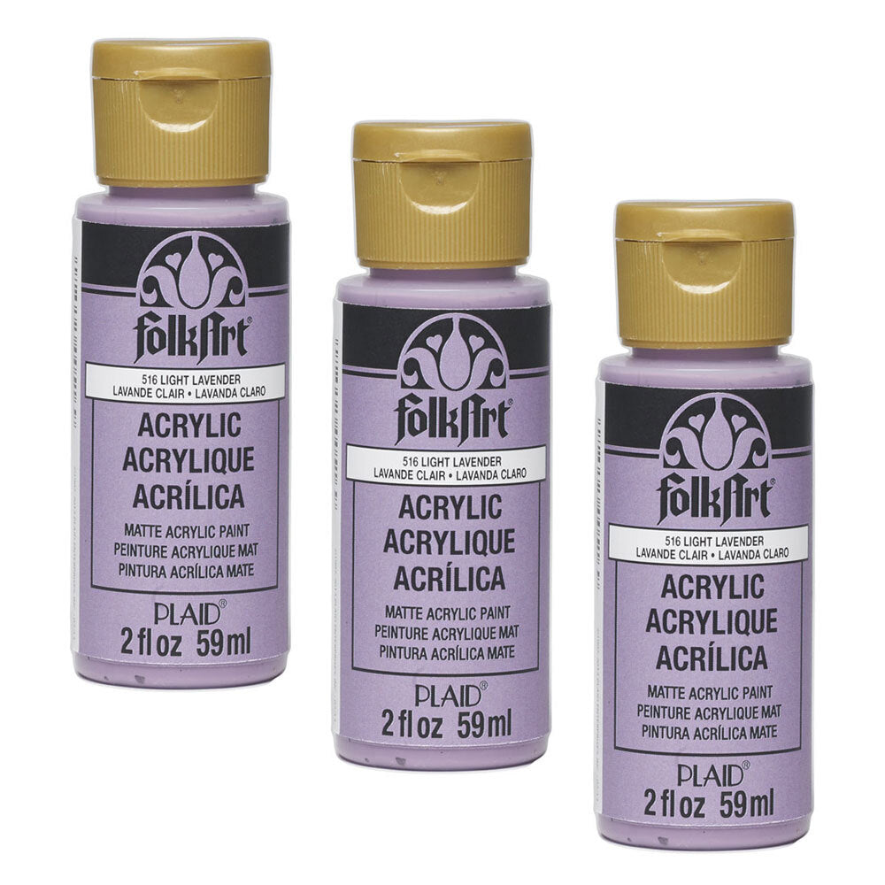 3PK Plaid FolkArt Premium 59ml Acrylic Paint Matt Finish - Light Lavender