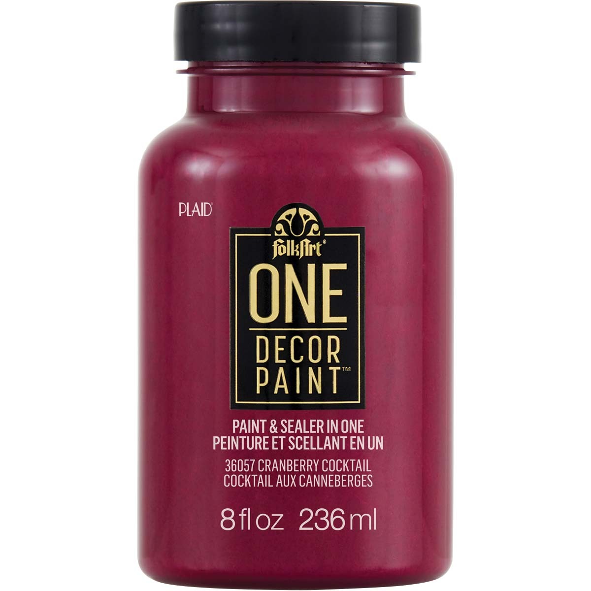 2PK Plaid FolkArt 236ml One Decor Paint Eggshell Finish - Cranberry