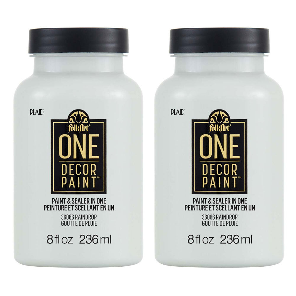 2PK Plaid FolkArt 236ml One Decor Paint Eggshell Finish - Raindrop