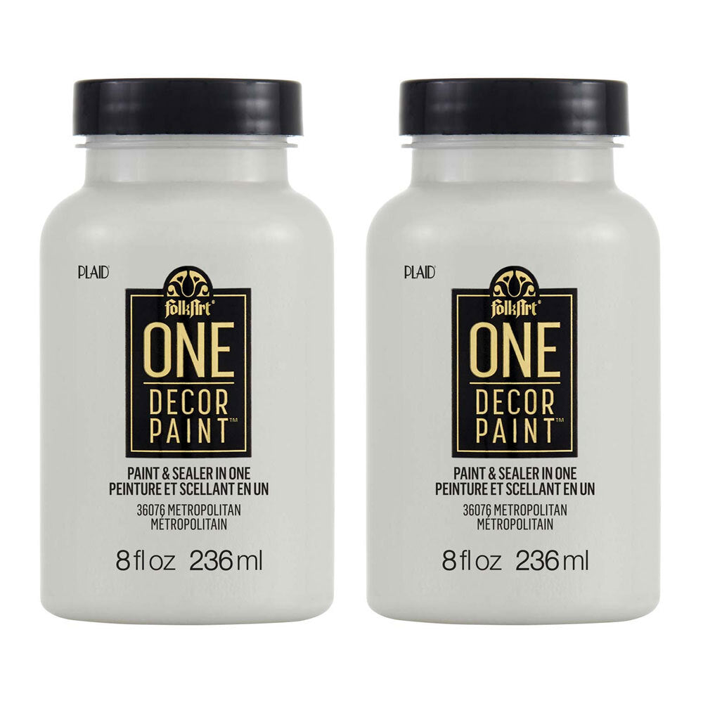 2PK Plaid FolkArt 236ml One Decor Paint Eggshell Finish - Metropolitan