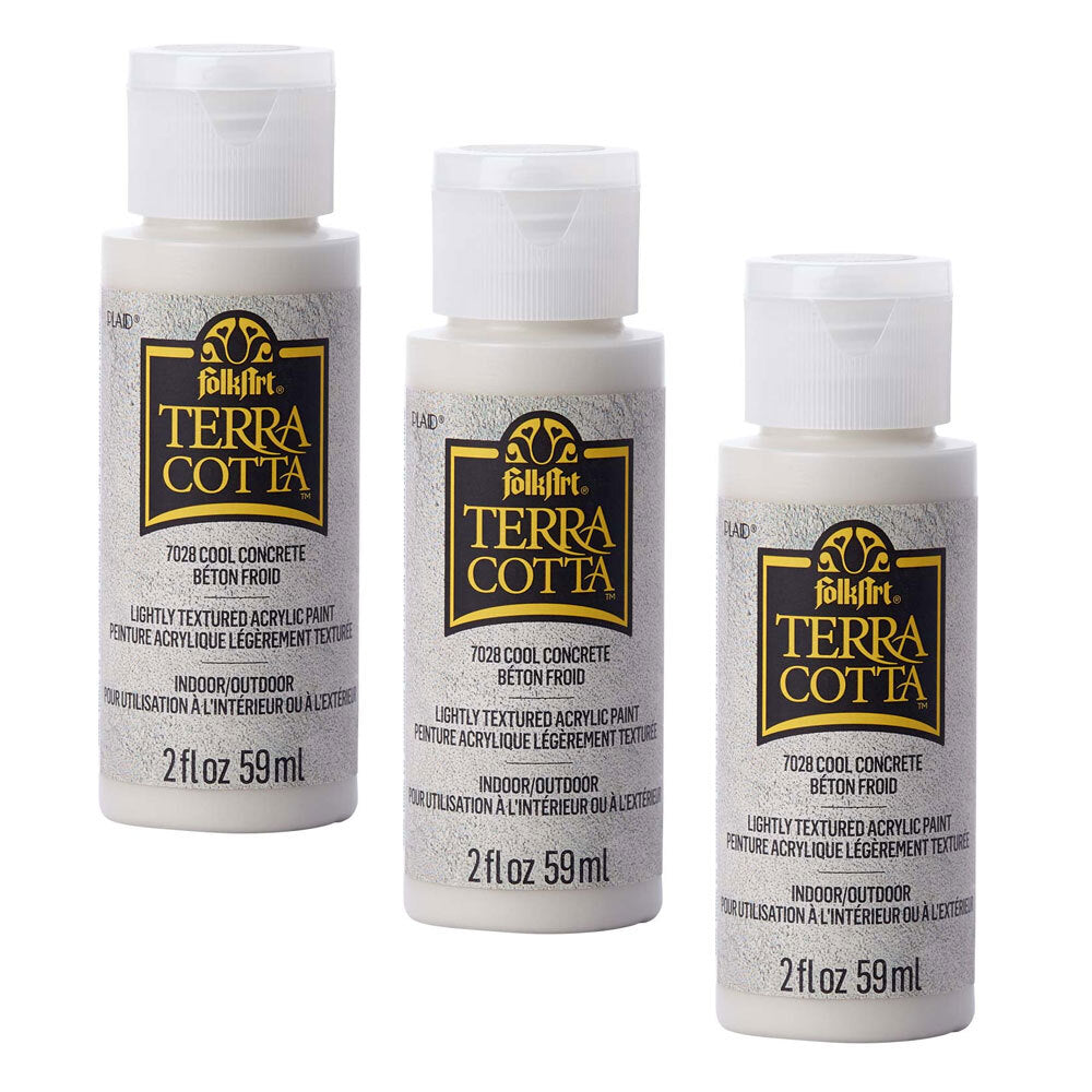 3PK Plaid FolkArt Terra Cotta 59ml Acrylic Paint - Cool Concrete