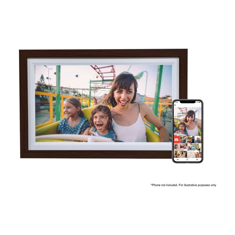FireFly Frameo 15.6In Wi-Fi Digital Photo Frame Remote Display - Dark Wood