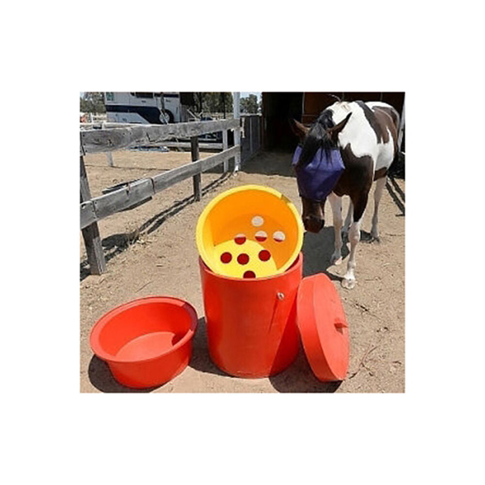 4pc AgBoss Horse Grazer Feed Bin Hay And Water Inserts With Lid Grey