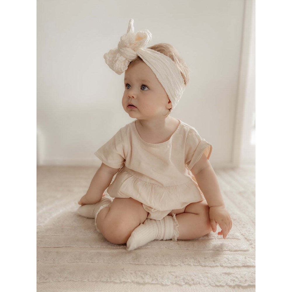 Ponchik Linen Romper Wheat Size 0-3m