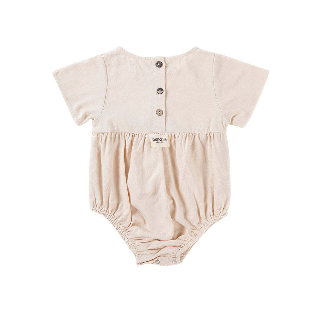 Ponchik Linen Romper Wheat Size 12-18m