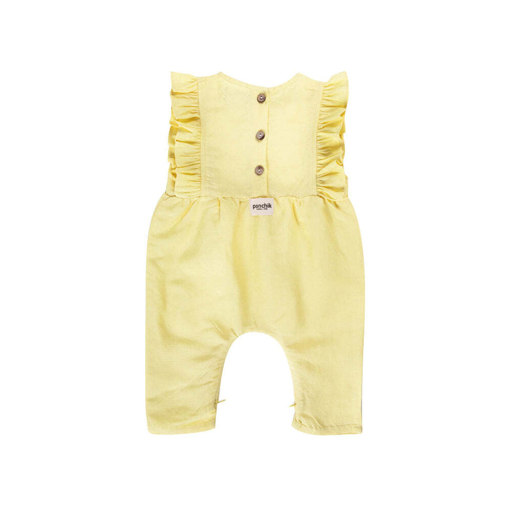 Ponchik Linen Ruffle Overalls Sunshine Size 6-12m