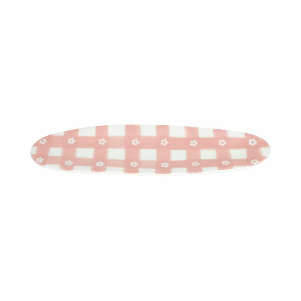 2PK Annabel Trends Ceramic Tray Daisy Home Decor Oval 8.5x15cm - Pink