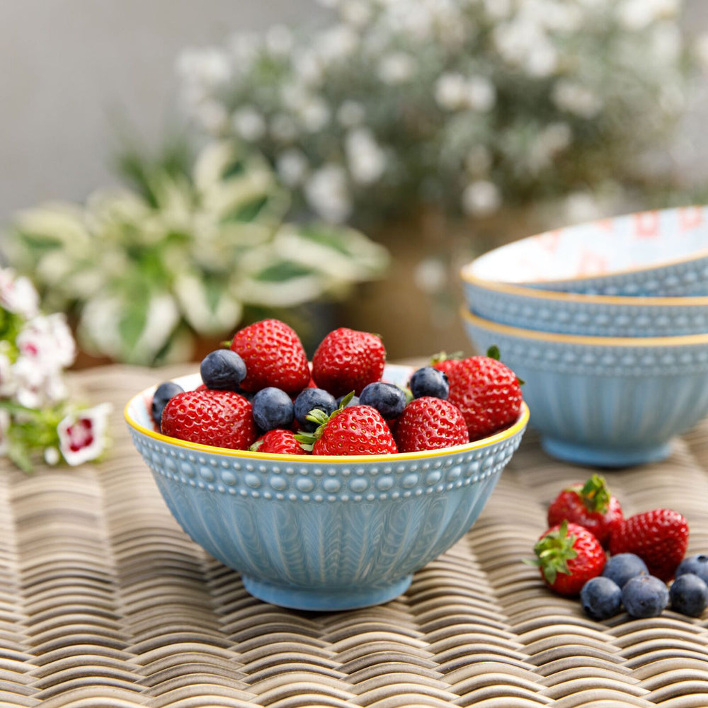 4PK Mikasa Does it All Kitchen Glazed Bowl 15.7cm - Blue Mosaic