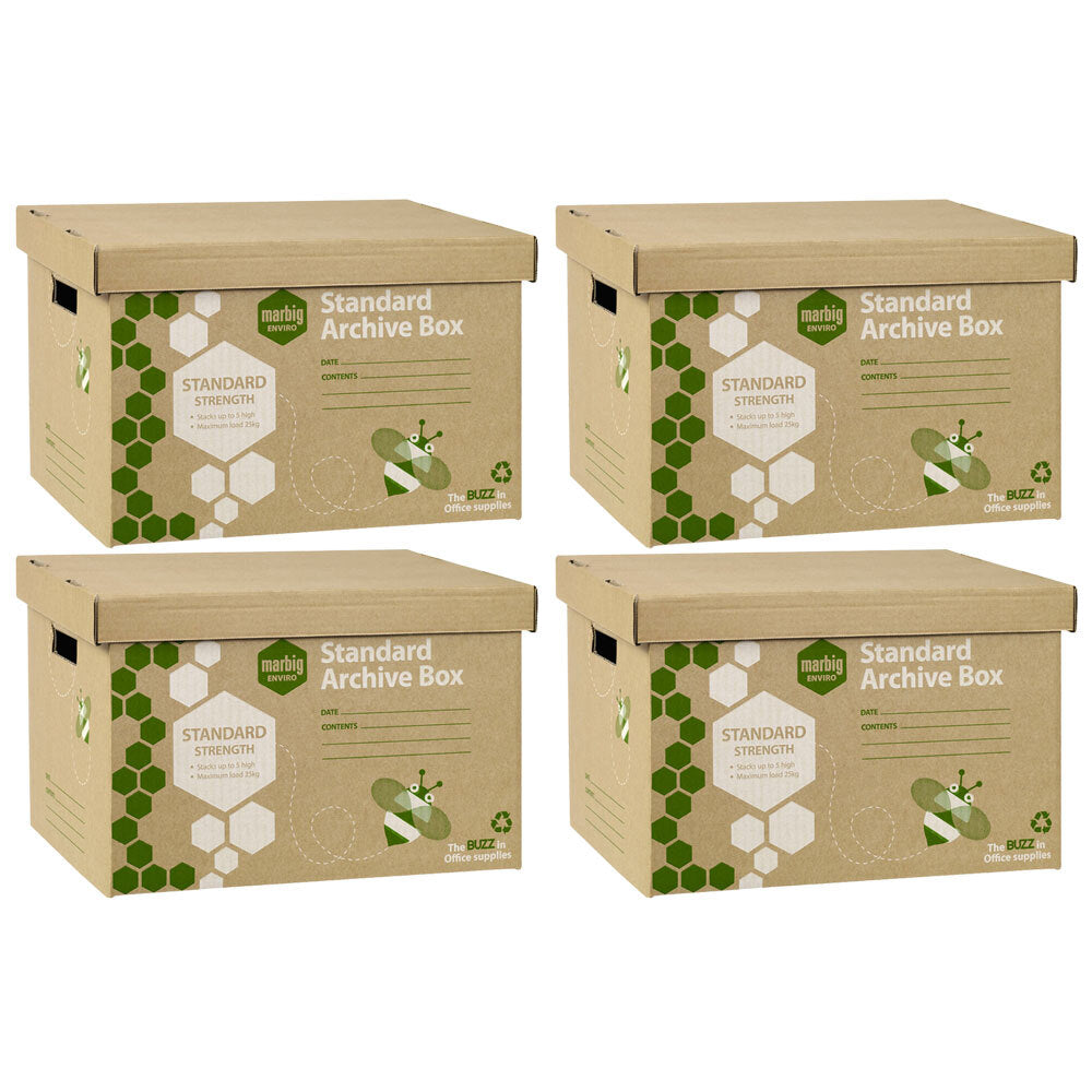 4x Marbig Standard Archive Box w/ Lid