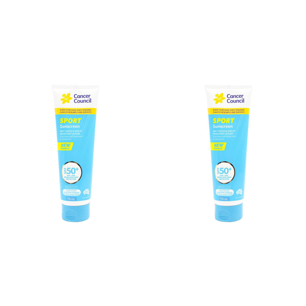 2PK Cancer Council 110ml Sport Sunscreen SPF50+ Body Lotion