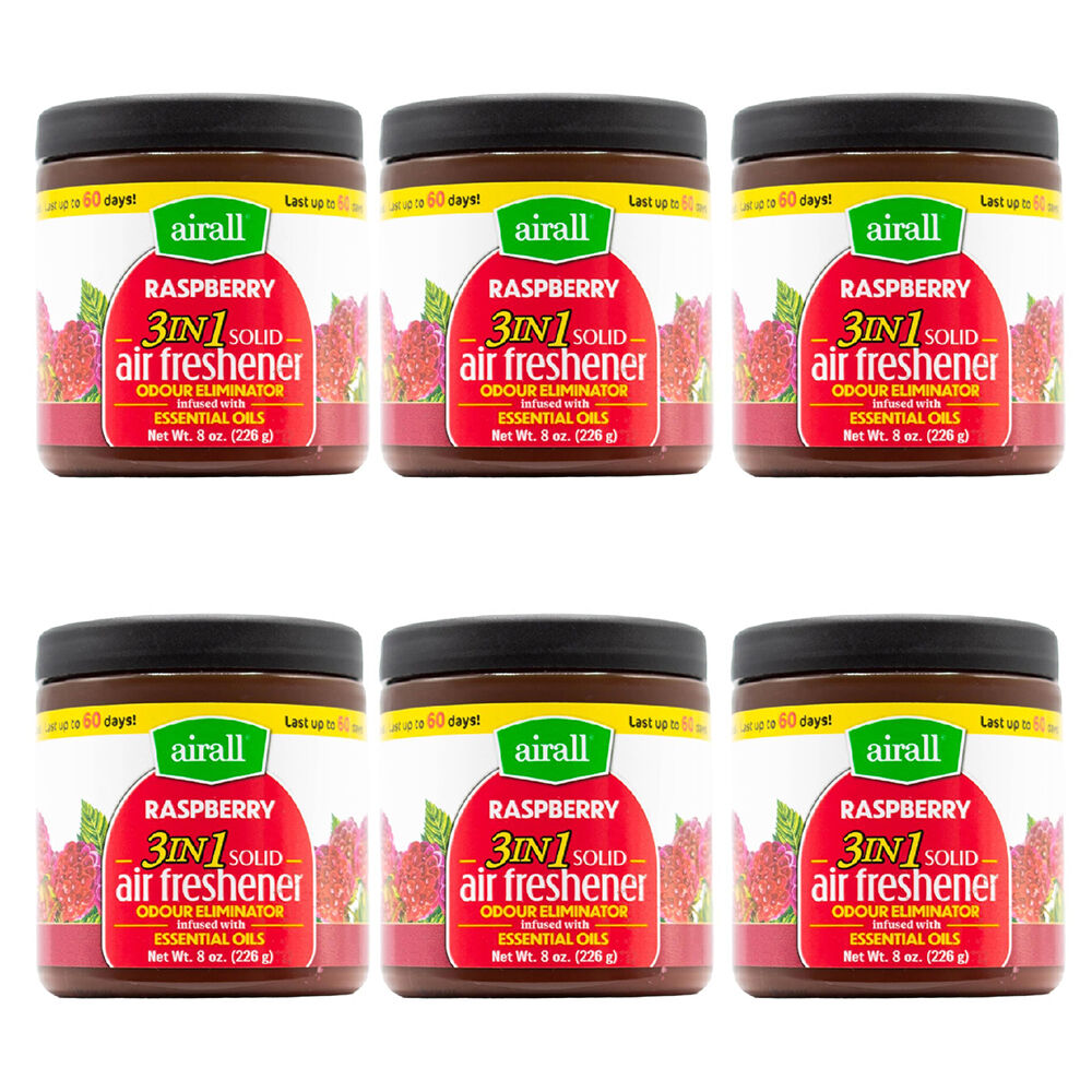 6PK Airall 3in1 Air Freshener w/ Essential Oils - Raspberry