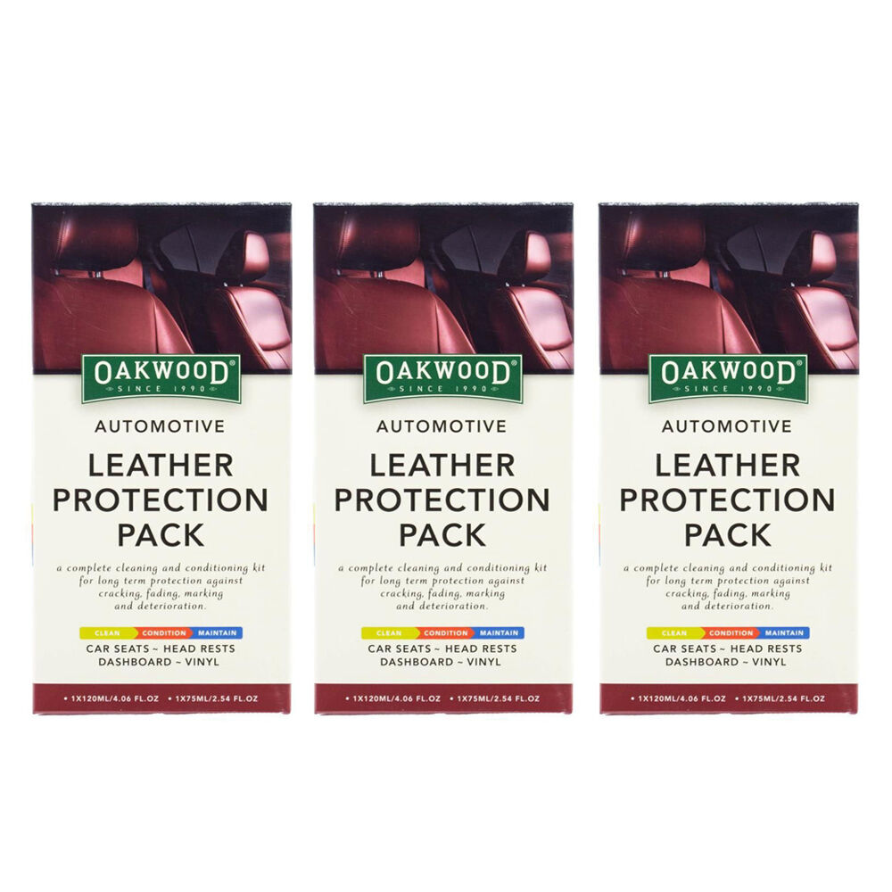 3x 4pc Oakwood Automotive Leather Protection Pack Car Vehicle Cleaning