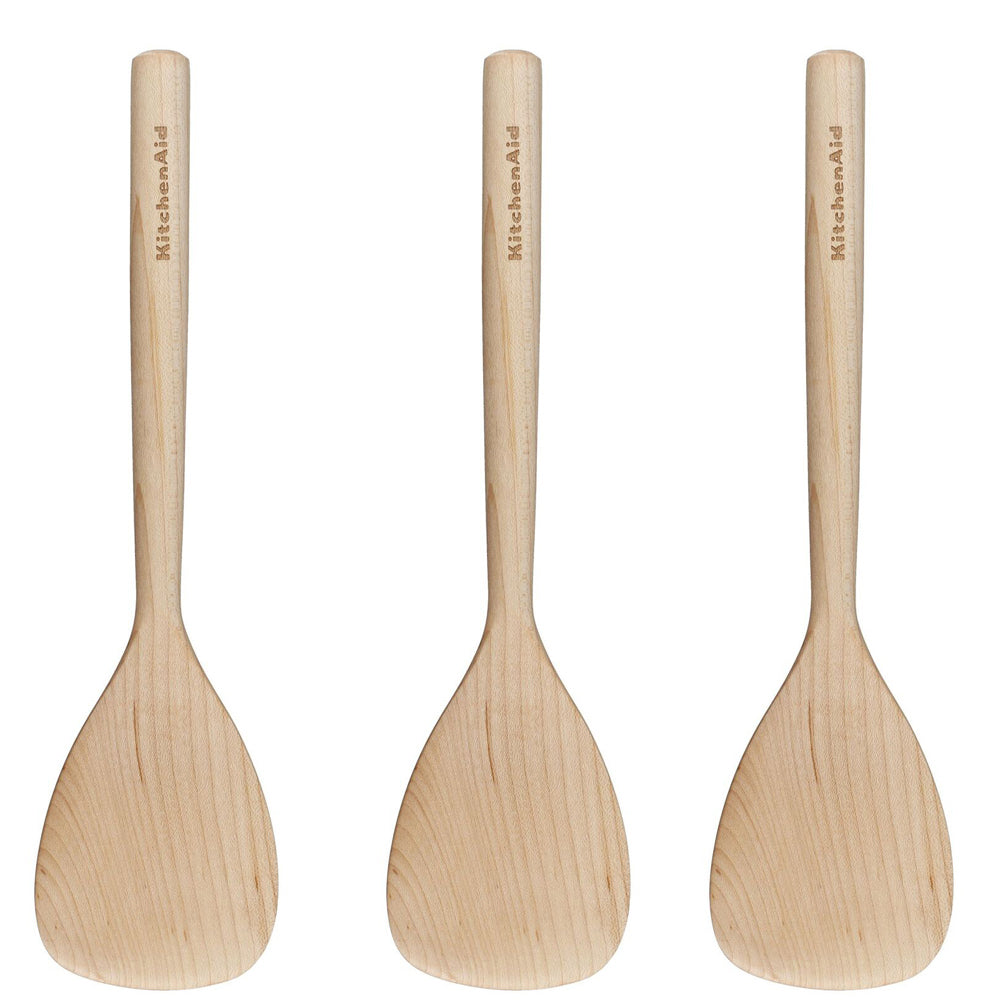 3PK KitchenAid Maple Short Paddle Turner 29cm - Light Wood