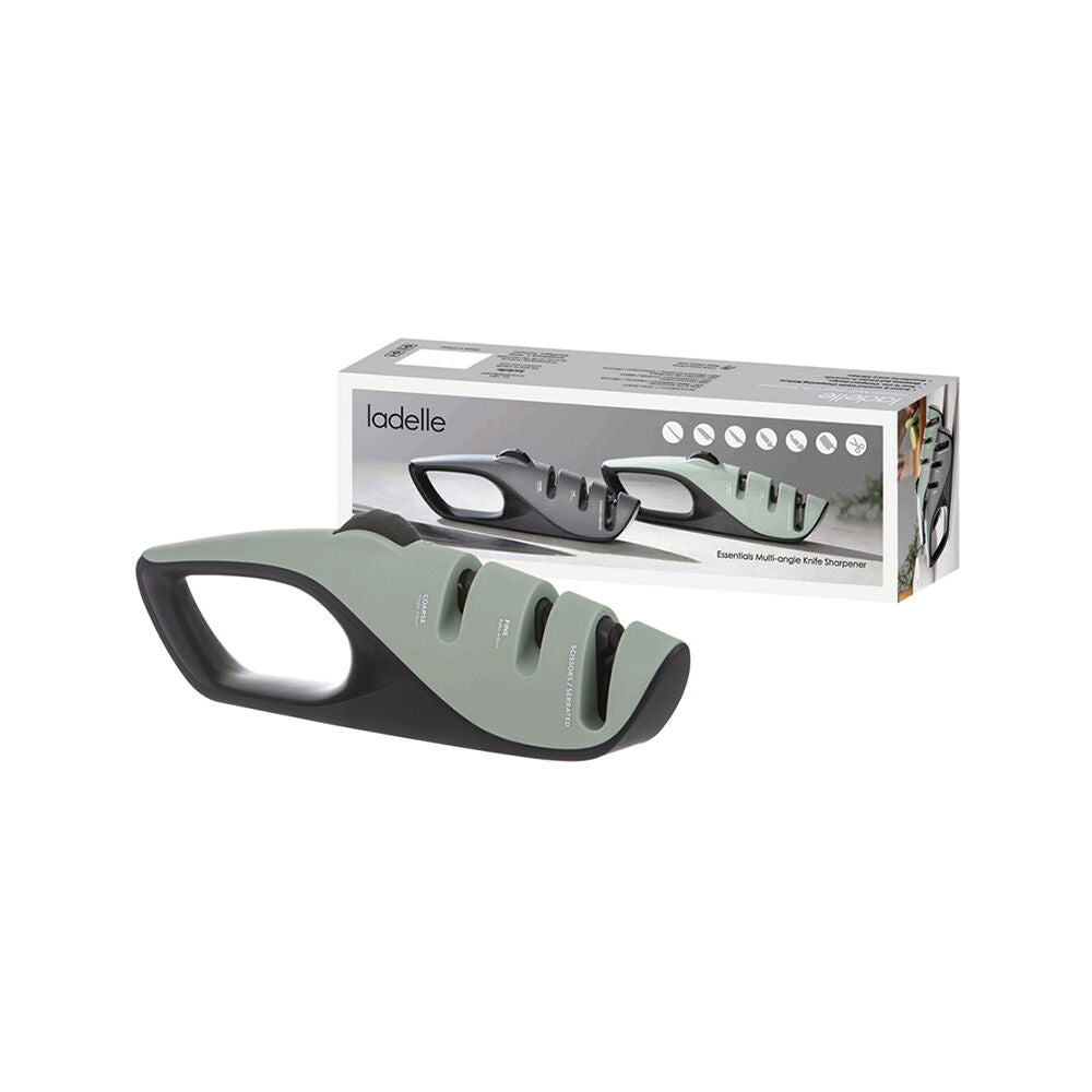 Ladelle Essentials Multi-Angle Knife Sharpener Handheld Kitchen Tool Green
