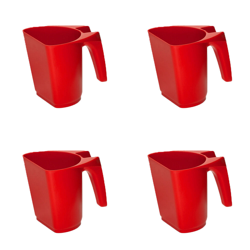 4PK AgBoss Pet and Livestock Plastic Food Scoop FeedMaxx 0.5kg Red