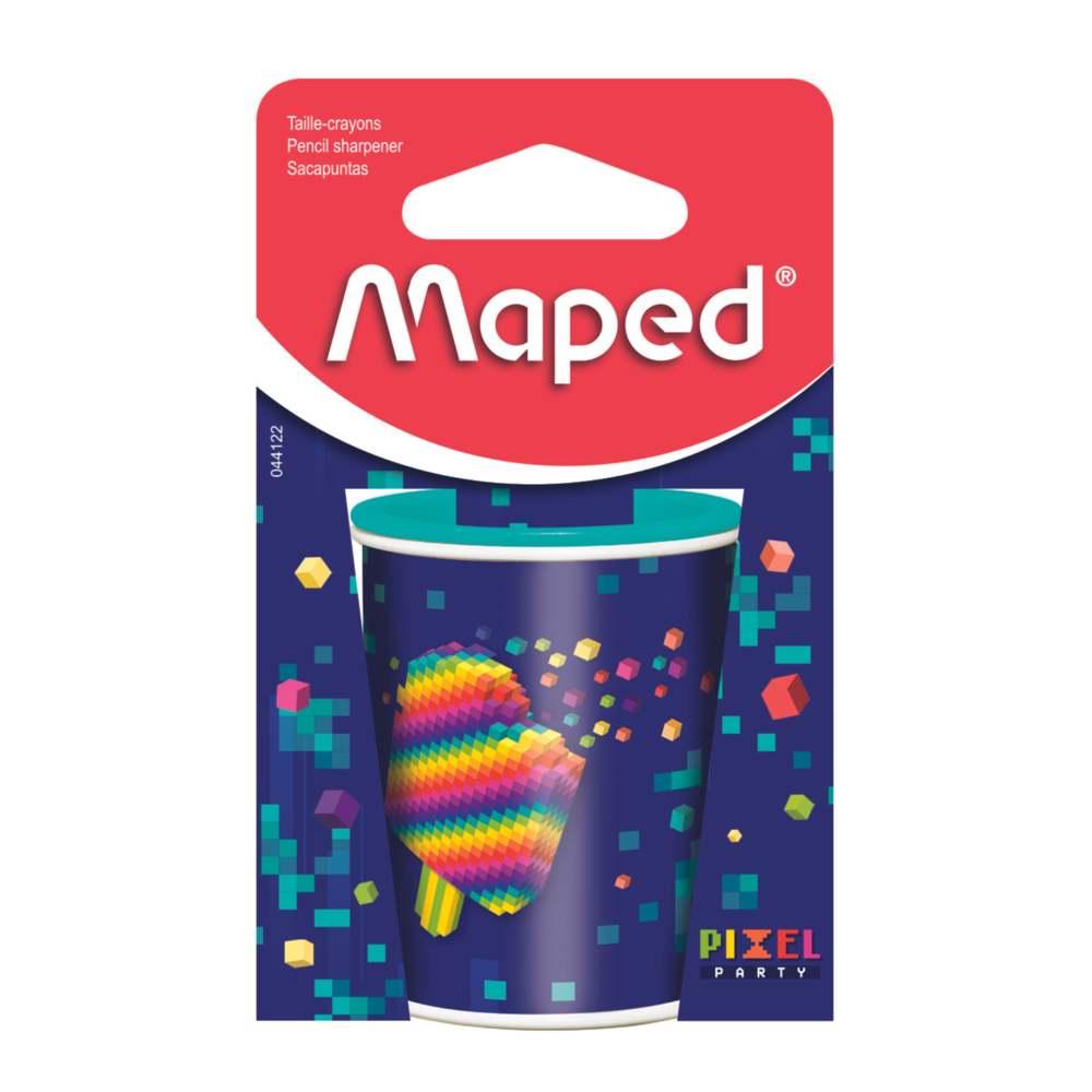 4PK Maped Pixel Party 2 Hole Standard & Jumbo Sized Pencil Sharpener Can