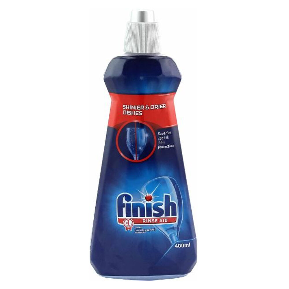 6PK Finish Shine & Dry Dishwasher Regular Liquid Rinse Aid 400ml - Blue