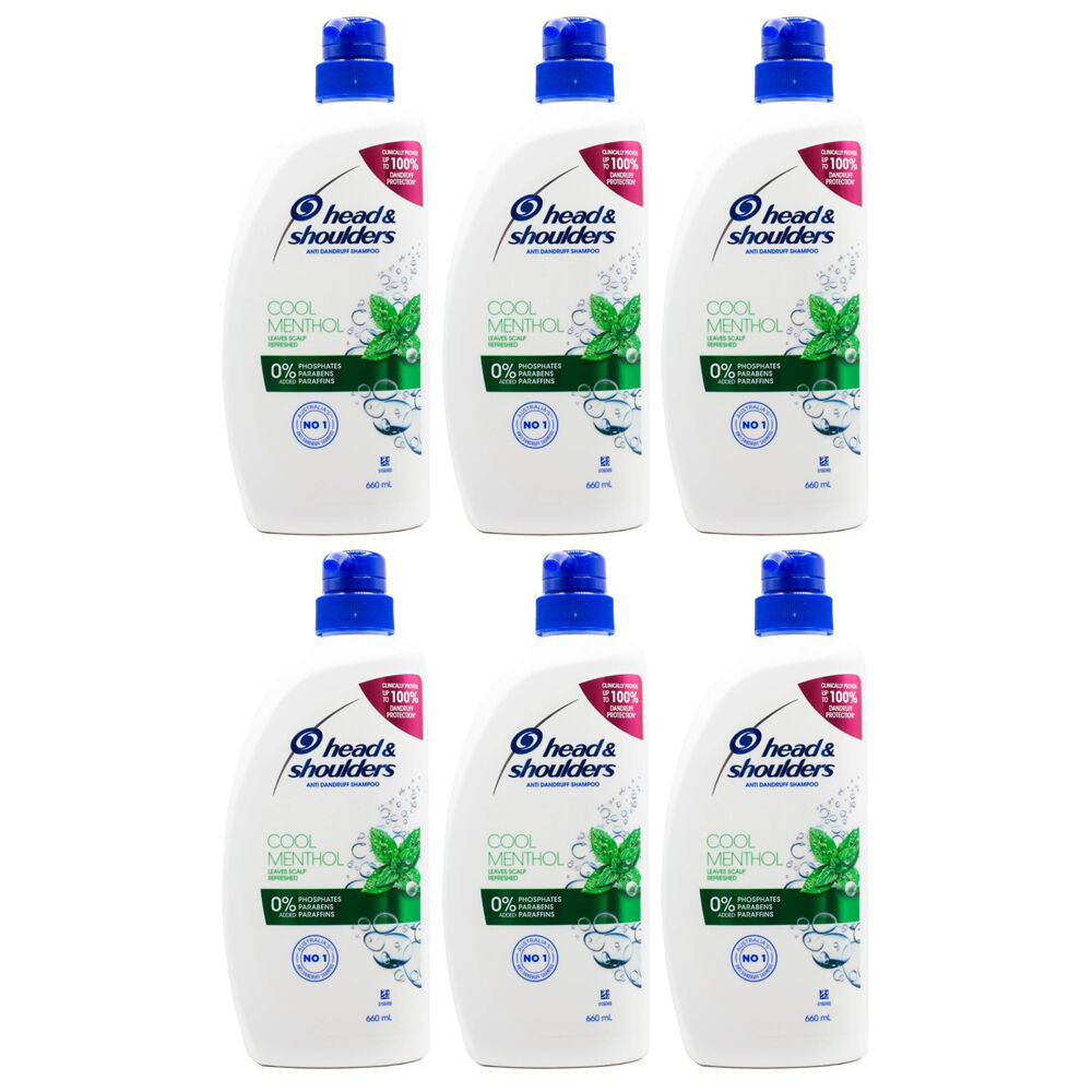 6PK Head & Shoulders Anti Dandruff Shampoo 660ml Cool Menthol Anti-Itch