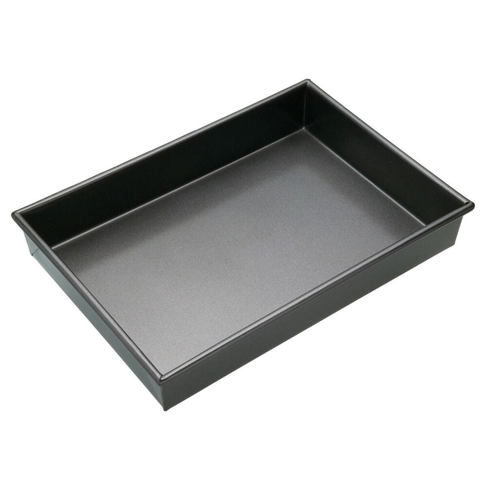2x Mastercraft 35x24cm Heavy Base Non-Stick Rectangular Deep Cake Pan - Black