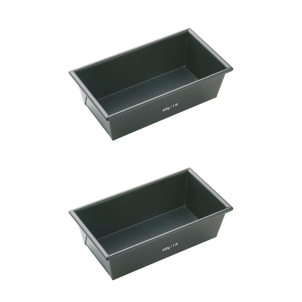 2x Mastercraft 15x9cm Heavy Base Non-Stick Box Sided Loaf/Bread Pan - Black