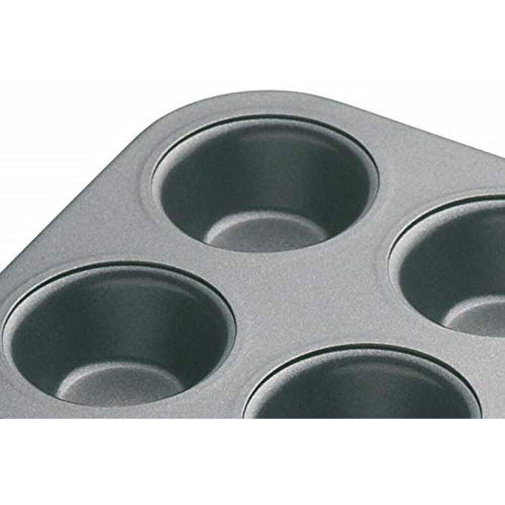 2x Mastercraft 26x20cm Heavy Base 12-Cup Non-Stick Mini Muffin Pan - Black