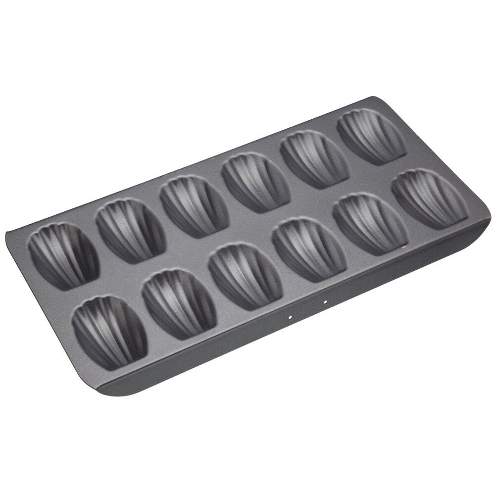 2x Mastercraft 40x20cm Heavy Base 12-Cup Non-Stick Madeleine Pan - Black