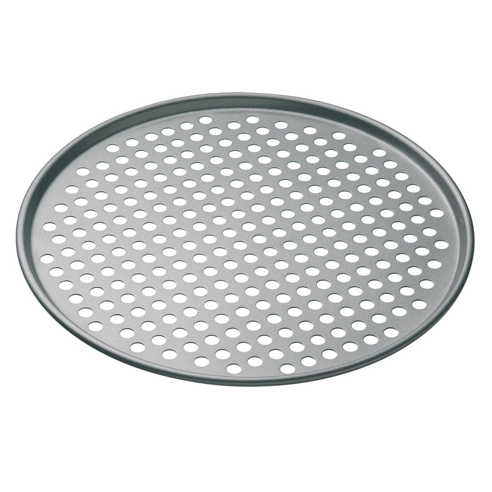 2x Mastercraft 32cm Heavy Base Non-Stick Round Pizza Crisper Tray - Black