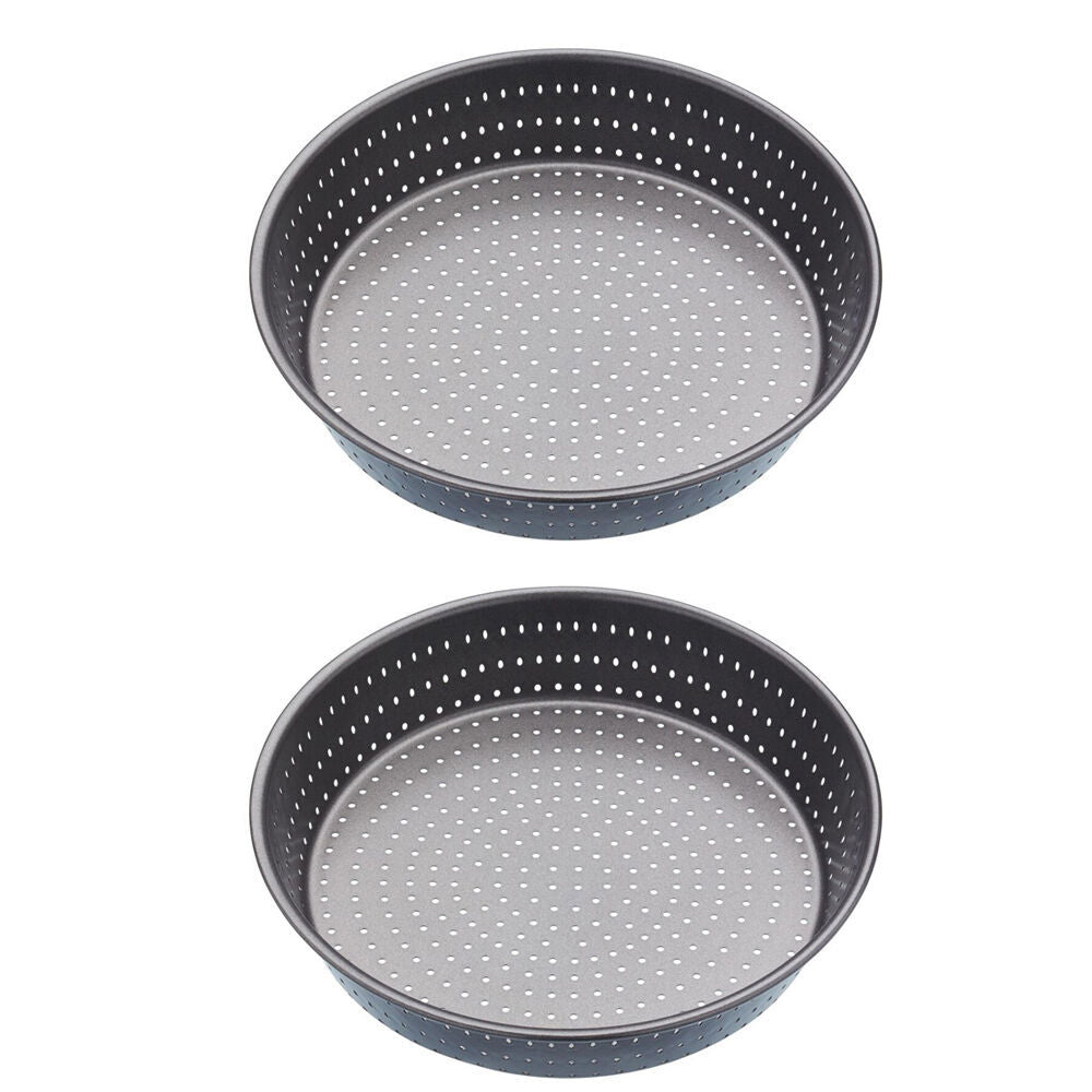 2x Mastercraft Crusty Bake 24cm Non-Stick Deep Pie Tart Tin - Black