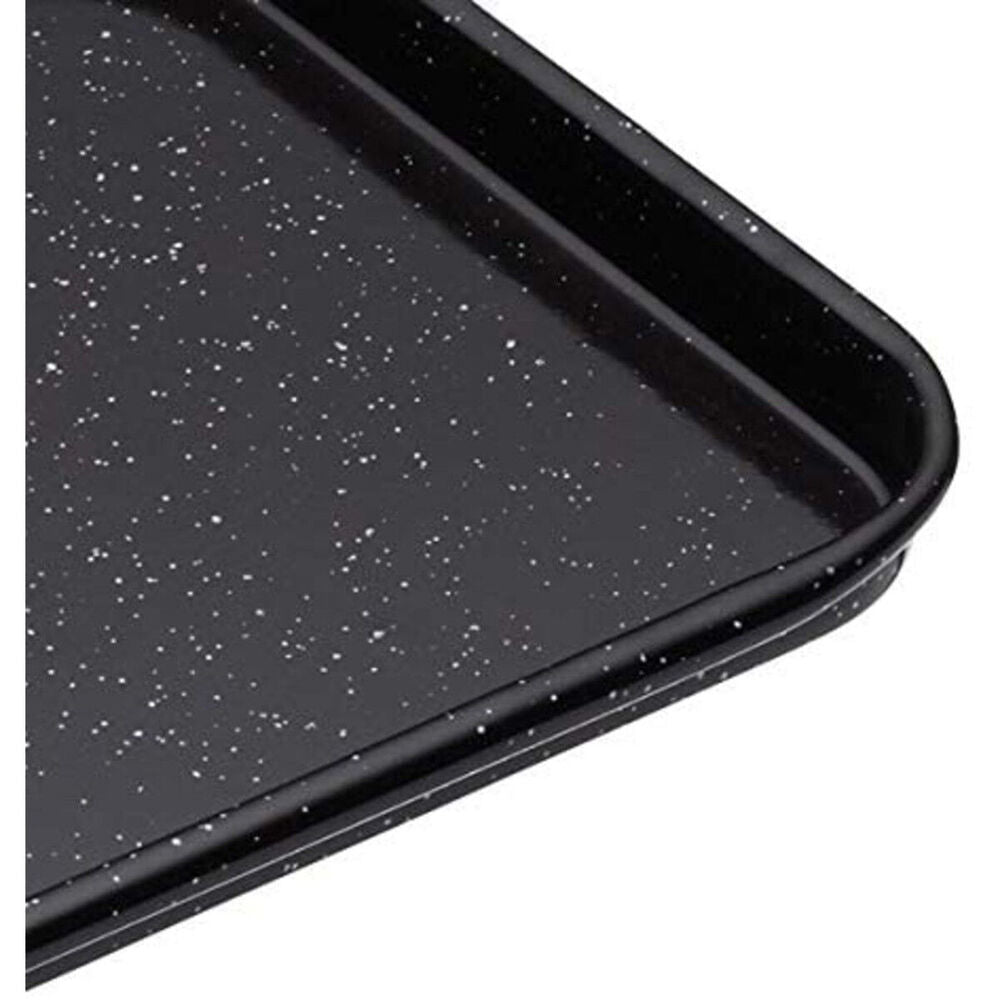 2x Mastercraft 24cm Rectangle Pro Vitreous Enamel Baking Sheet - Black