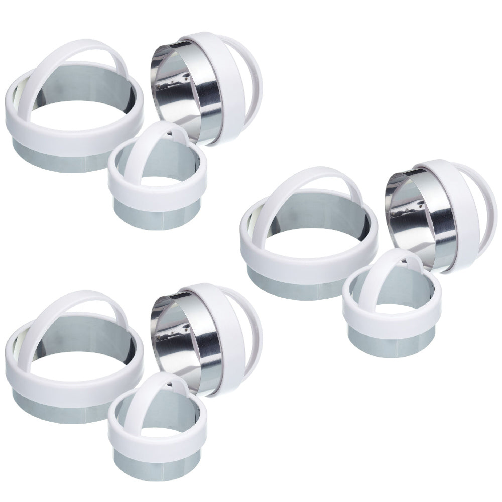 3x 3pc Mastercraft Plastic Pastry Cutters Set - White
